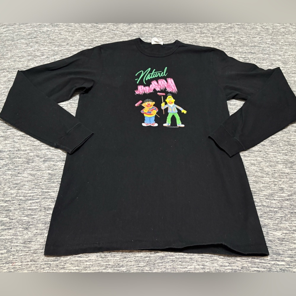 Champion x Sesame Street Bert and Ernie Black Long Sleeve Shirt Mens Large